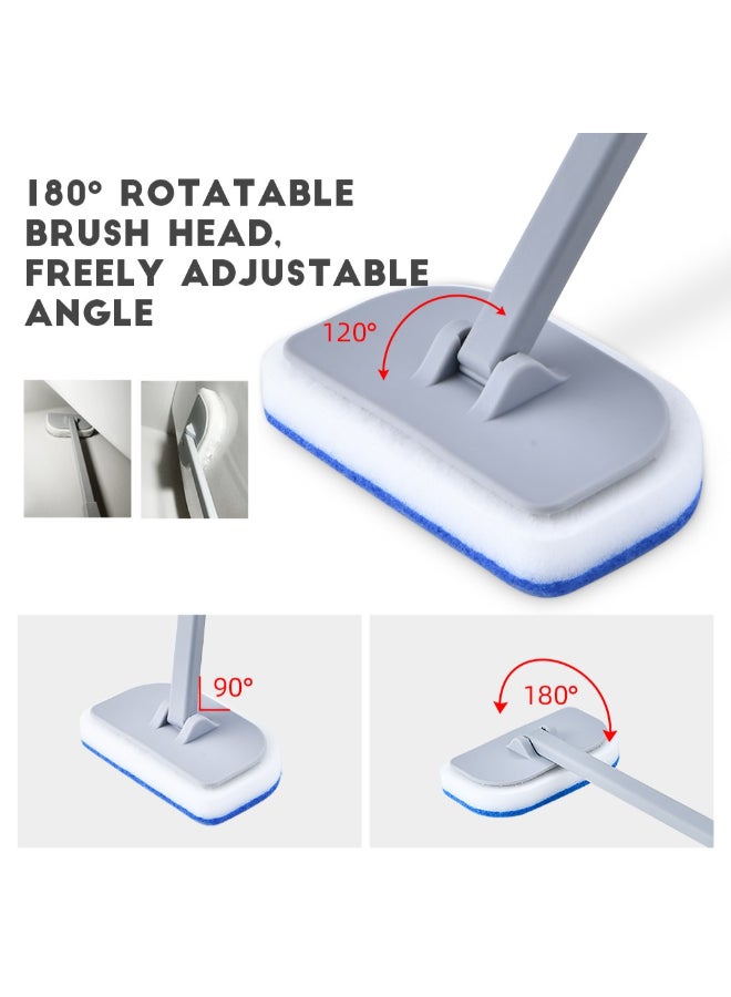 PAACHU Floor Scrub Brush, 3-In-1 Tile Tub Floor Scrubber with Adjustable Long Handle Shower Cleaner Brush and 3 Detachable Replacement Brush Heads for Cleaning Bathroom Kitchen Walls Tub Tile - Image 1